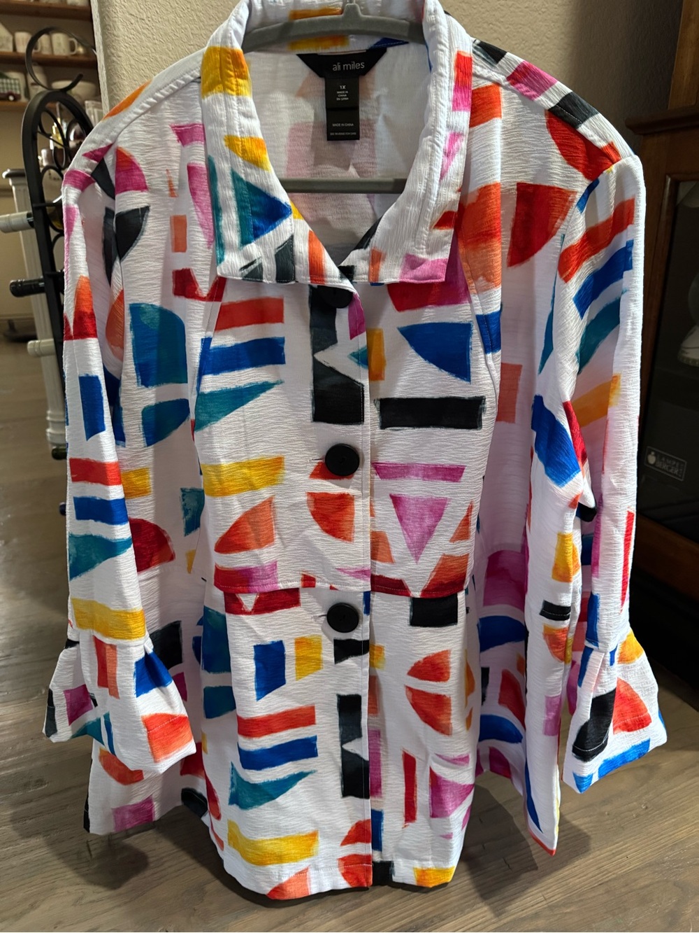 Ali Miles Pink and White Textured Top - 1X